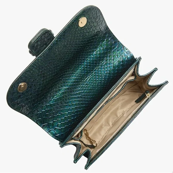 NWT-Brahmin-Small Hallie-Evergreen Kalopsia-TopHandle Satchel-SnakeEmbossed-$375 - Picture 14 of 16
